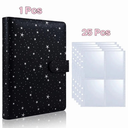 25pcs Page(4 Grids) Photo Card A5-Binder Kpop Photo Albums Idol Cards Loose-leaf Collect Book Binder Photocard Holder - Black