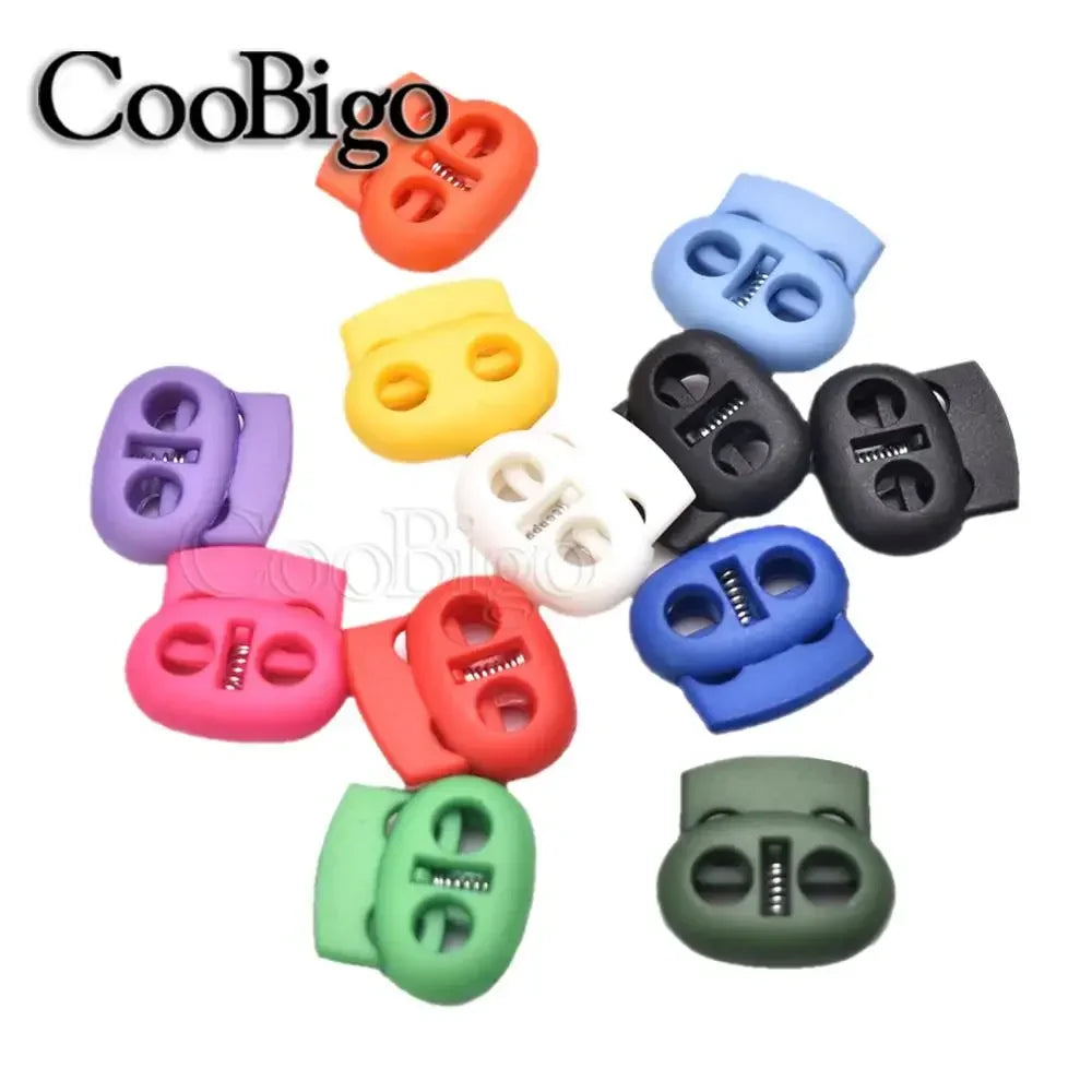 12pcs Plastic Stopper Cord Lock Bean Toggle Clip Apparel Shoelace Sportswear Rope Paracord Lanyard Accessories Colorful 5mm H