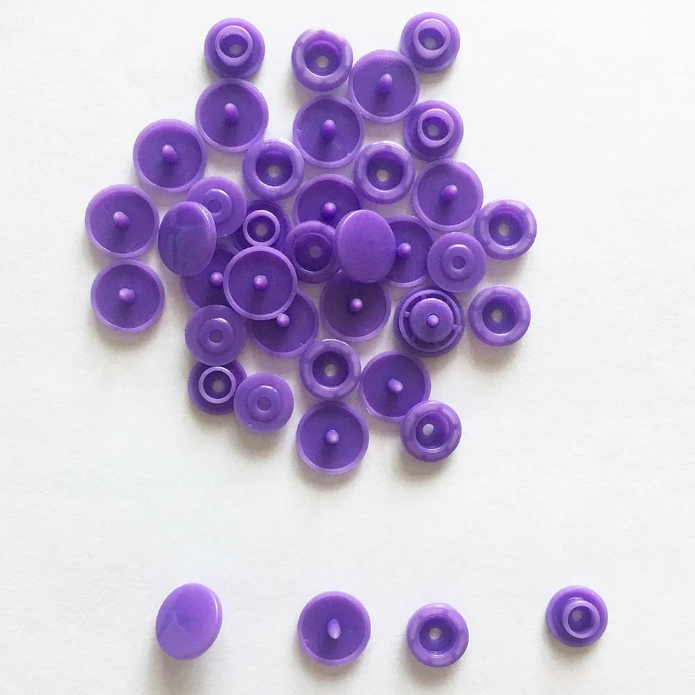 50 Sets Round Snaps Buttons For Bib T5 Plastic Press Button Fastener Snap For Clothes Accessories DIY Crafts 24Colors - dark 