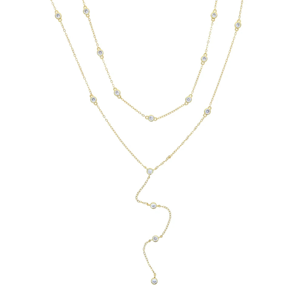 2026 New Fashion Lariat Layering Necklace for Women Double Laryered Long Chain Drop Pendant Choker Necklaces Fashion Gifts - 