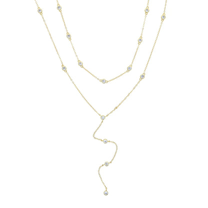2026 New Fashion Lariat Layering Necklace for Women Double Laryered Long Chain Drop Pendant Choker Necklaces Fashion Gifts - 