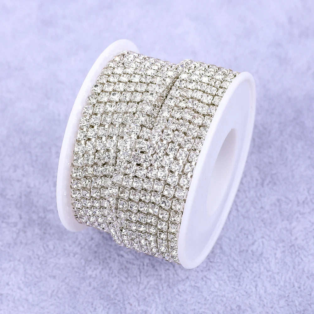Crystal 10 Yard Rhinestones Trim Stone Cup Chain Gold Diamond Strass Decorative Applique Crystal Trimmings For Dresses - Crys