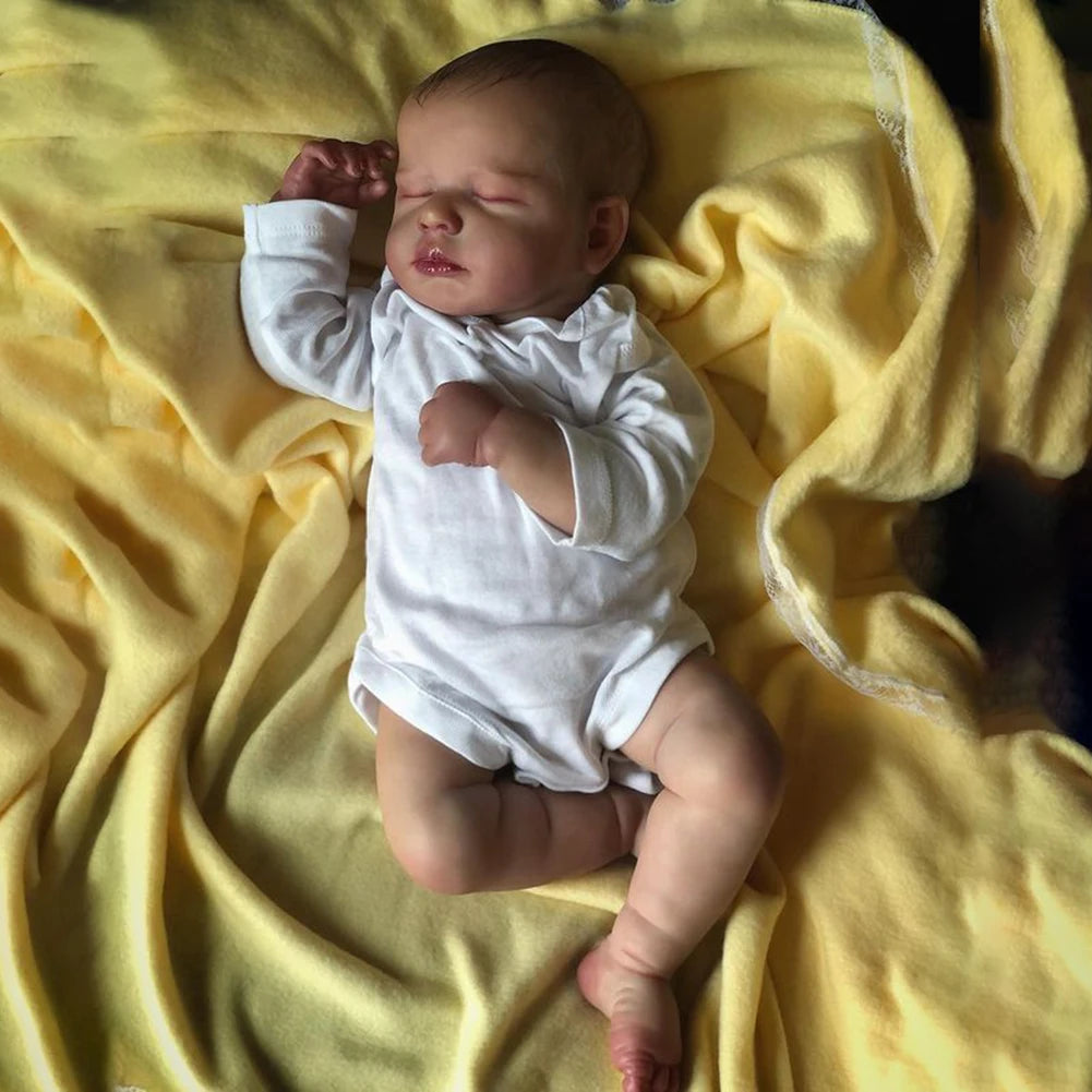 19 Inch Realistic Finished Bebe Reborn Silicone Vinyl Cloth Body Doll LouLou Handmade Toy For Girls Christmas Gift - With Clo