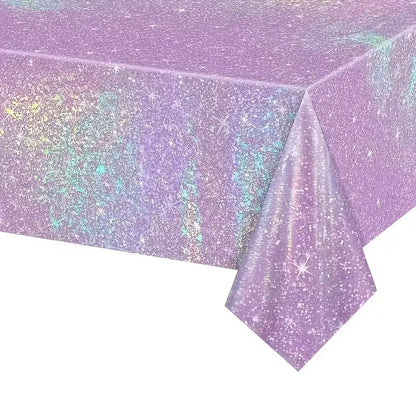 1/3pc Purple Iridescent Disposable Tablecloth Rainbow Laser Birthday Decoration Tablecloth for Bridal Wedding Party Supplies