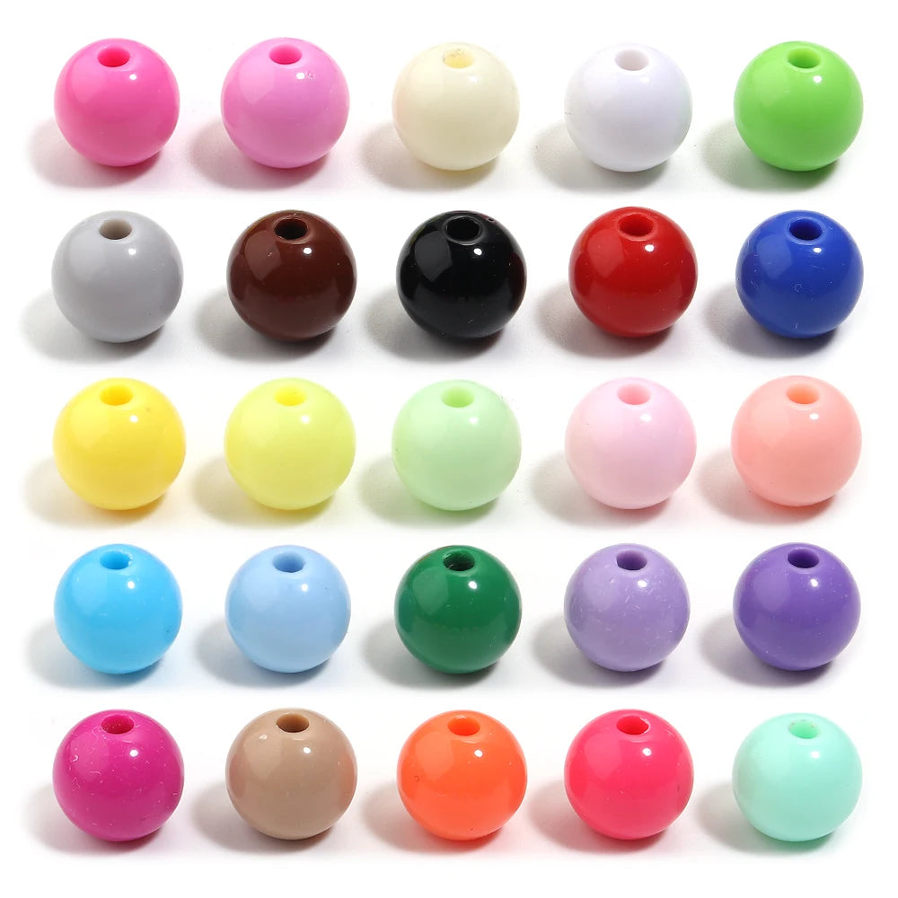 10-100Pcs/Lot 6-20mm Solid Color Round Acrylic Beads Loose Spacer Beads For DIY Keychains Decoration Handmade Crafts Accessor