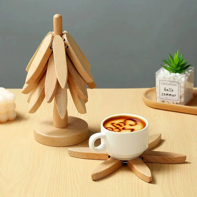 Tree Design Stand Wooden Trivets Decorative Anti Scald Heat Resistant Table Mat Coaster Wood Placemats Pot