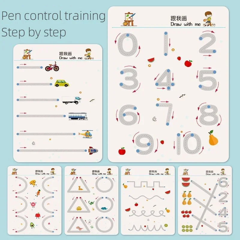 Magical Montessori Tracing Workbook Reusable Pen Control and Tracing Book for Kids Calligraphy and Drawing Educational Toys