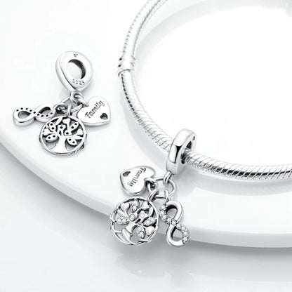 925 Sterling Silve Charms Beads Forever Love Heart Sister Family Life Charms Dangle For Bracelet Woman Jewelry Gifts
