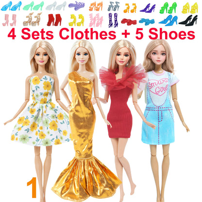 10 Pcs/Set Fashion Outfits 30cm Doll Shirt Pants Dress Shoes 11.5 Inch Doll Clothes Dollhouse 11.8" 1/6 Doll Accessories Toy 
