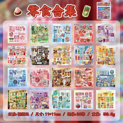 20 Sheets PET Die cut Stickers book Retro Cartoon Decorative handmade Scrapbooking Material Diary Japanese Stationery Supplie