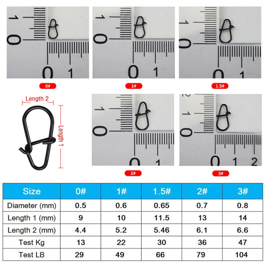 50Pcs Crankbait Snaps Stainless Steel Duo Lock Lure Snaps Quick Change Fishing Clips Fast Speed Clips Snap Hook Connector