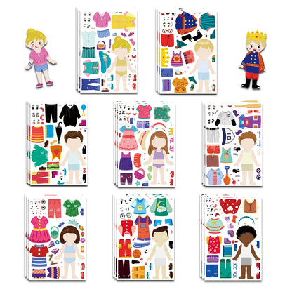 8PCS Cartoon Cute Children Dress Up Collage Scrapbook Collage Material Skateboard/Guitar/Stationery/Diary Waterproof Decorati