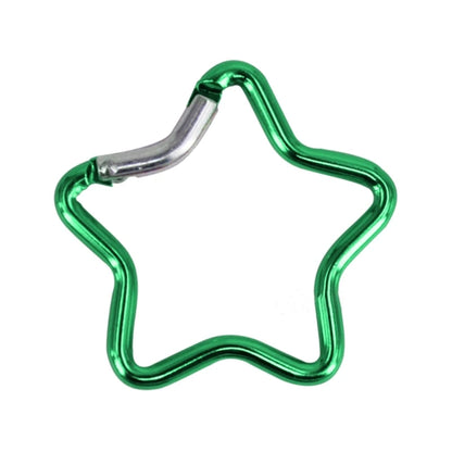 Aluminum Alloy Outdoor Star Shaped Spring Locking Carabiner Clip Keychains for Backpack Camping Hiking Traveling - Green B