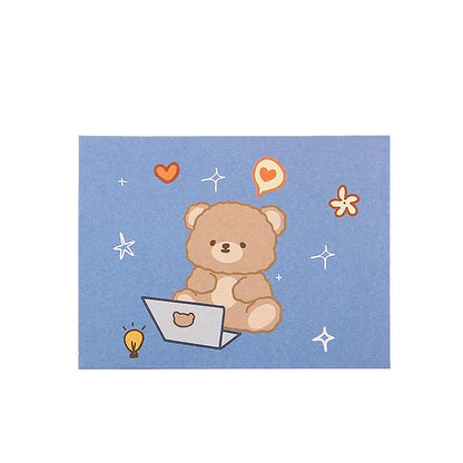 10Pcs/Set Cartoon Greeting Card Student DIY Teacher's Day Bouquet Card Message Small Card Birthday Postcards Party Decoration