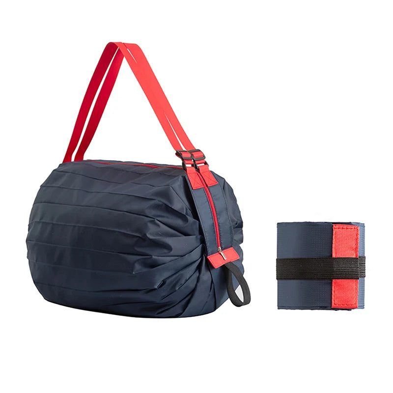 Foldable Storage Bag With Handle Portable Travel Camouflage Handbags Large Capacity Shopping Bag - Dark blue