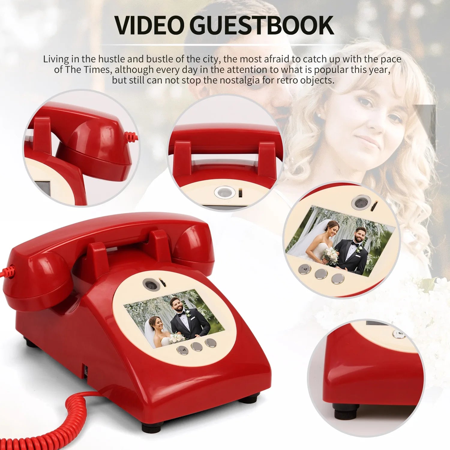 Wedding Audio Video Guestbook Phone Unique AV Guestbook Phone for Weddings Banquet Guest Video Sign-in Phone Party Wishes Vid