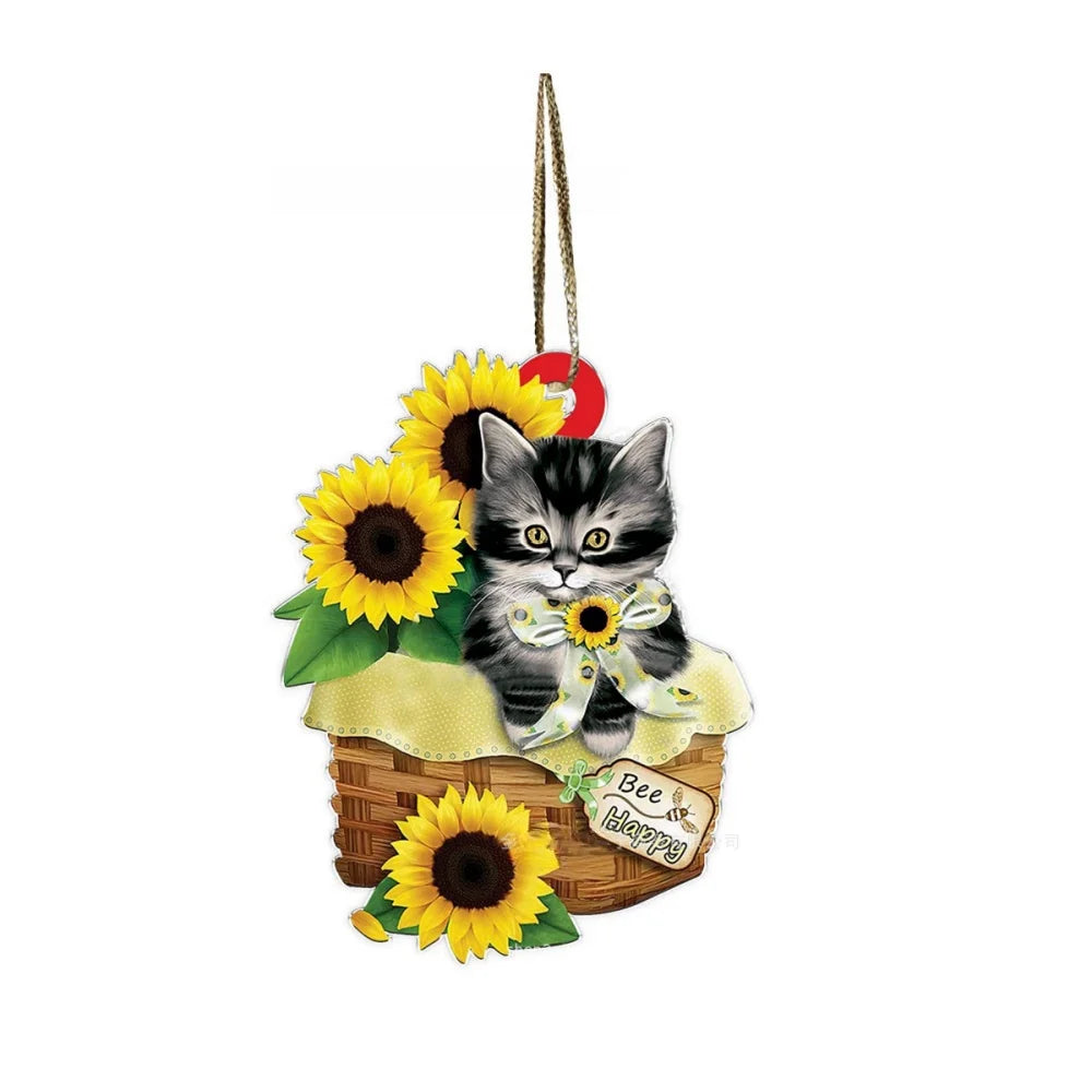 Charming Black Cat Christmas Ornament 2d Acrylic Hanging Decor For Tree Car Mirror Keychain Kid Xmas Gift Holiday Party Suppl