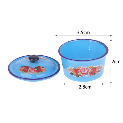 2pcs Dollhouse Miniature Nostalgic Life Scene Decoration Enamel Basin Doll Accessories Toys