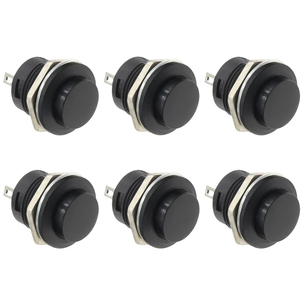 6Pcs R13-507 Momentary Push Button 2 Pin Self-Resetting Mini No Lock Round SPST 1NO Switch 3A 250V AC/6A 125V AC Button Assor
