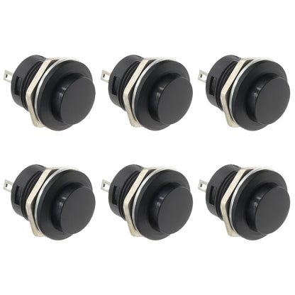 6Pcs R13-507 Momentary Push Button 2 Pin Self-Resetting Mini No Lock Round SPST 1NO Switch 3A 250V AC/6A 125V AC Button Assor