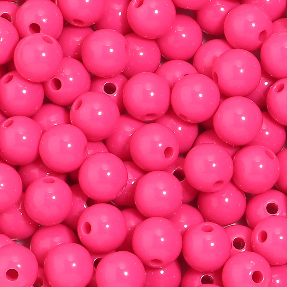 10-100Pcs/Lot 6-20mm Solid Color Round Acrylic Beads Loose Spacer Beads For DIY Keychains Decoration Handmade Crafts Accessor