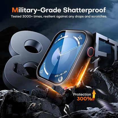 Tempered glass+Case for Apple Watch 46mm 44mm 45mm 41mm 40mm 42mm Screen Protector for iwatch series 10 9 8 7 6 SE 5 Accessor