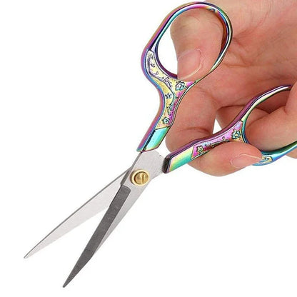 Kawaii Titanium Color Scissors Vintage Stainless Carved Cutting and Sewing,Thread Scissors, Sewing Tools,Cute Stationery