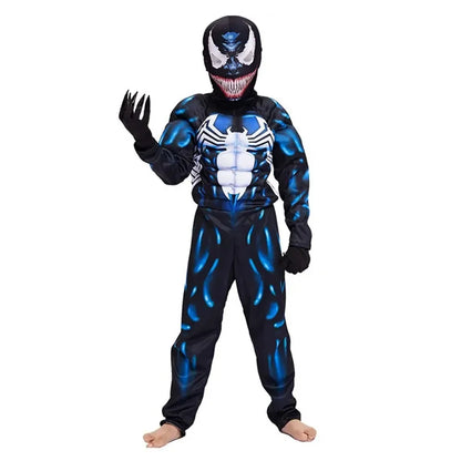 Kids Black Spider Costume Superhero Costume Onesie 3D Spandex Unisex Jumpsuit Bodysuit for Kids Halloween Cosplay