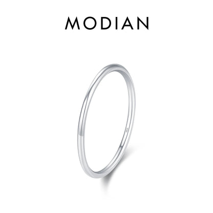 MODIAN 925 Sterling Silver Simple Fashion Stackable Ring Classic Wave Geometric Exquisite Finger Rings For Women Party Jewelr
