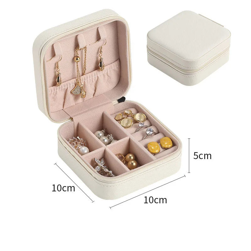 Simple Ins Macaroon Jewelry Box Travel Travel Studs Necklace Ring Jewelry Box, Portable - WHITE