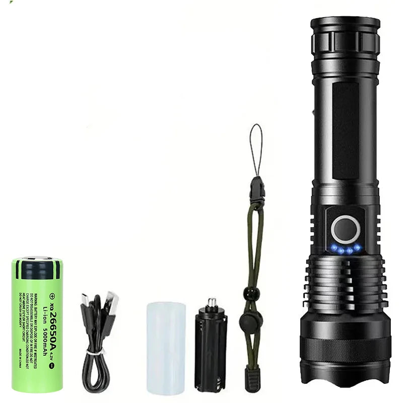 Rechargeable Flashlights High Power LED Tactical Flashlight Super Bright Handheld Hunting Torch Light for Emergency Hiking - 