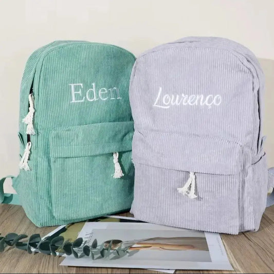 Kids School Bag Personalized Toddler Backpack Embroidered Name Child Corduroy Backpack Birthday Gift Laptop Bag Back to Schoo