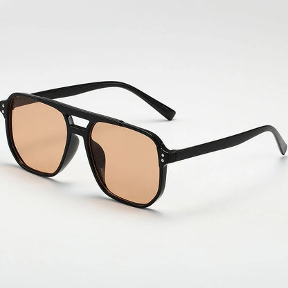 Women Men Square Sun Glasses Retro Polygon Sunglasses Female Black Vintage Fashion Ladies Sunglasses Double Beam Eyeglasses -
