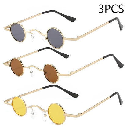 Vintage Rock Punk Man Sunglasses Classic Small Round Sunglasses Women Wide Bridge Metal Frame Black Lens Driving Eyewear - Ph