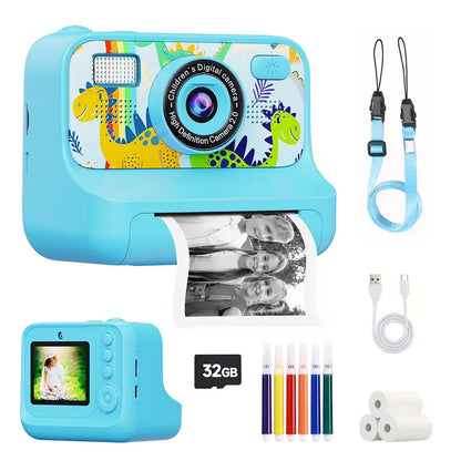 Children Instant Print Digital Camera Photo Color Label Thermal Print Camera for Kids 3-12 Age Best Birthday Festive Gifts