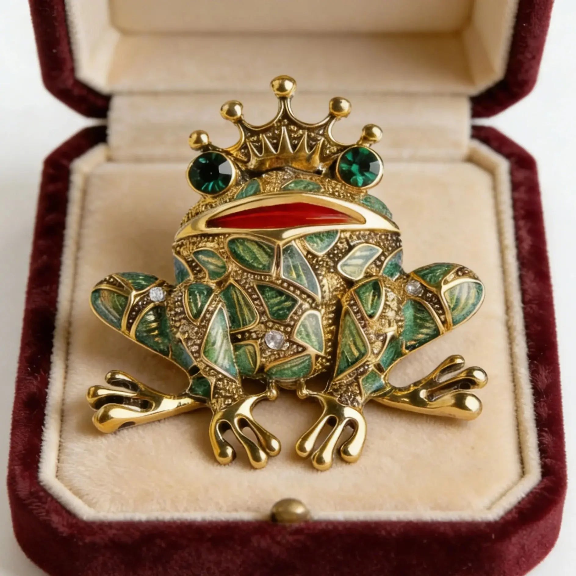 Vintage Black Frog Brooch Green Eyes Insect Toad Brooches for Men Women Kids Sweater Scarf Coat Accessories Jewelry Pins