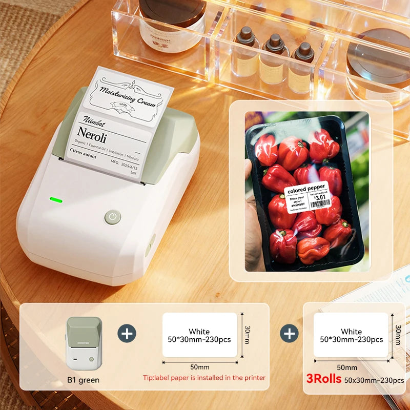 NIIMBOT B1 Portable Thermal Printer With Tapes 2 Inch Adhesive Label Printer Mini Bluetooth Sticker Maker Support Smartphones
