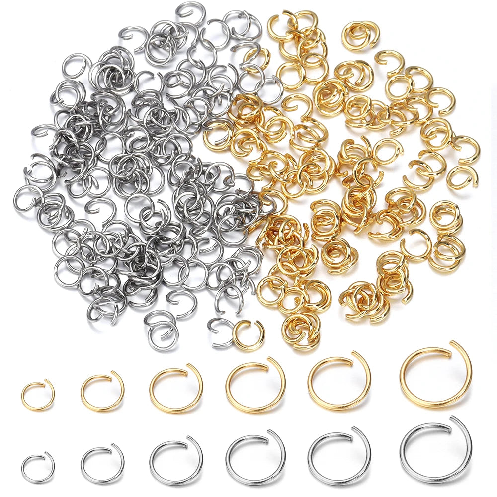 100-200pcs 3-8mm Gold Stainless Steel Open Jump Rings Split Rings Connectors For DIY Necklace Jewelry Finding Making Accessor
