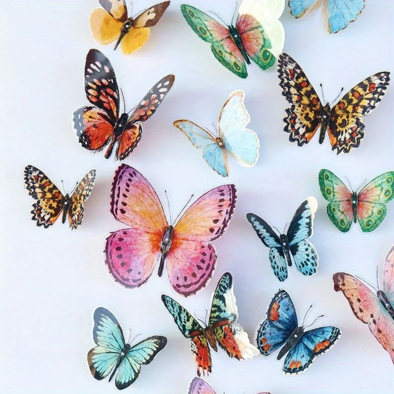 36pcs Lifelike Butterfly Decorations Set - Watercolor Wings, Easy To Hang for Wedding, Party, Photo Booth Props