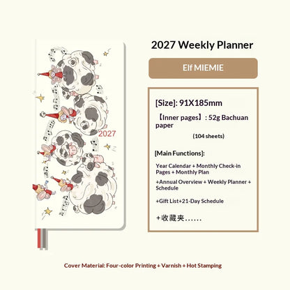 Kinbor 2027 Weekly Planner Pocket Size Notebook Week Plan Notepad Schedule Planning Book Punch Efficiency Manual Daily Writin