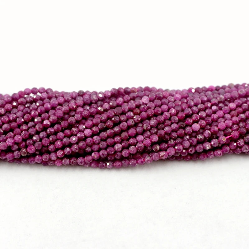 Natural Faceted Ruby 2 3 4MM Micro Tiny Small Seed Round Gemstone Beads For Jewelry Making DIY Bracelets Necklace Accessories