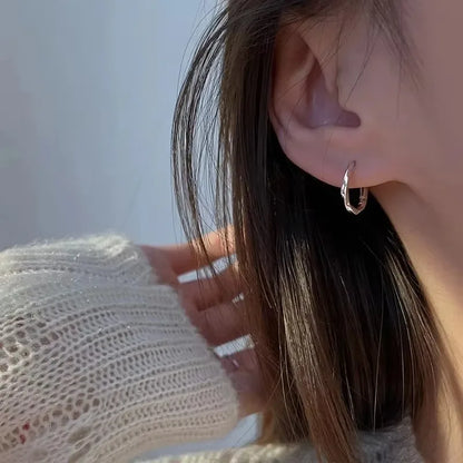 925 Sterling Silver Round Stud Earrings for Women Simple Inlaid Design Hoops Earrings Wedding Party Jewelry Accessories Gifts