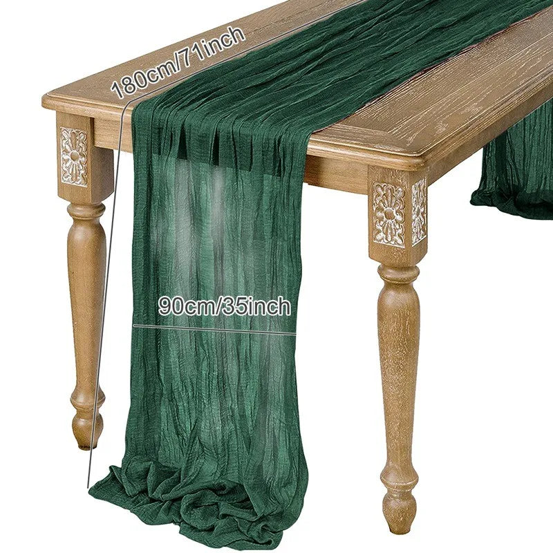 Semi-Sheer Gauze Table Runner Sage Cheesecloth Table Setting Dining Vintage Wedding Decoration Banquets Arches Retro Boho Dec
