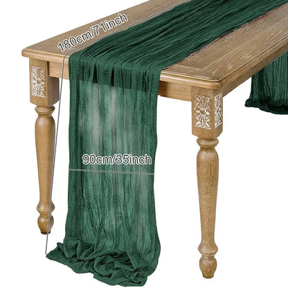 Semi-Sheer Gauze Table Runner Sage Cheesecloth Table Setting Dining Vintage Wedding Decoration Banquets Arches Retro Boho Dec