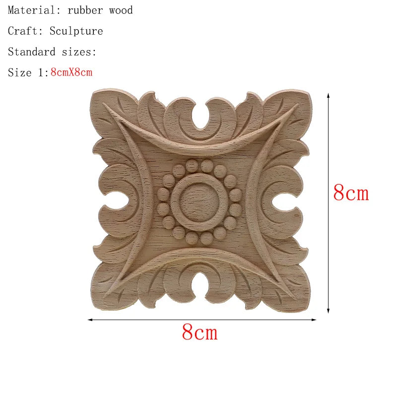 1Pc Unique Natural Floral Wood Carved Wooden Figurines Crafts Corner Appliques Frame Wall Door Furniture Woodcarving Decorati