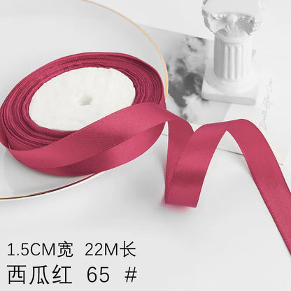 Wusmart 22Meters/Roll 1.5cm Single Face Satin Ribbon DIY Handmade Crafts Fabric Christmas Wedding Decoration Silk Ribbons - W