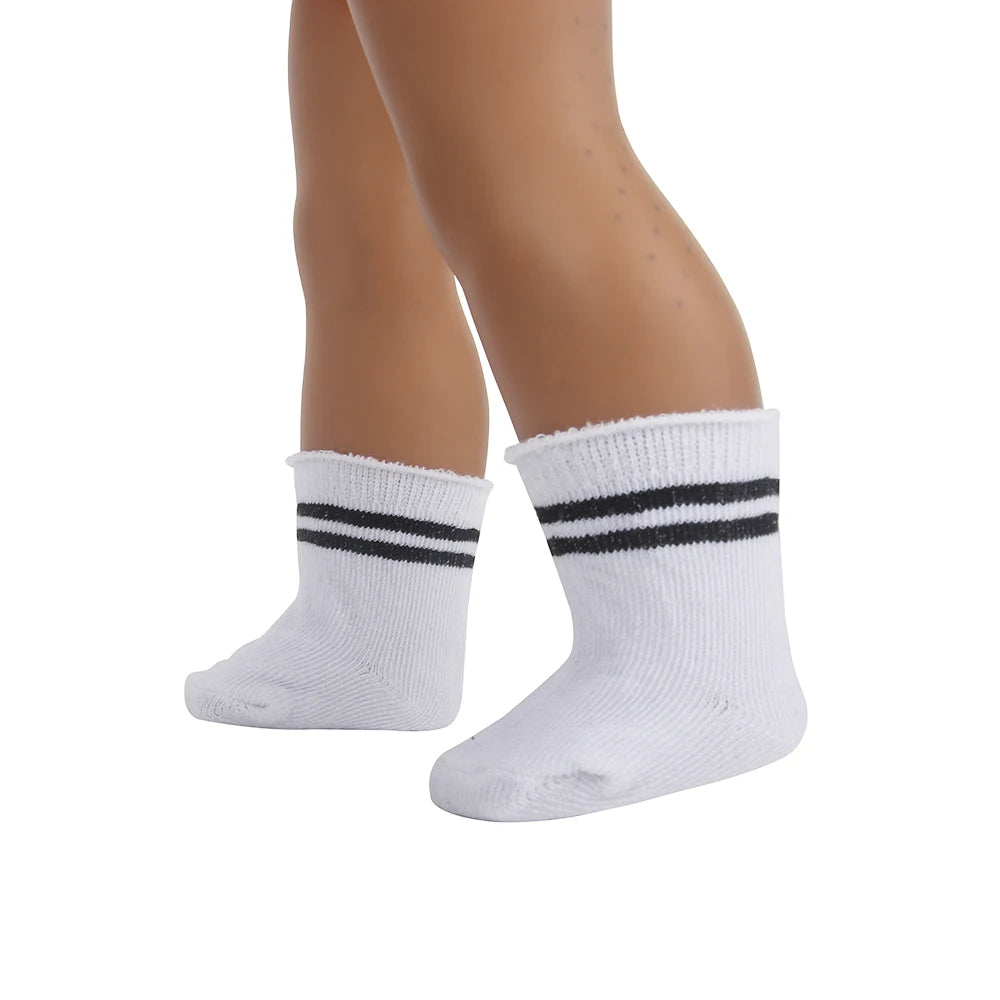 Doll Accessories Socks Heart Stripe Solid Color Knit Doll Socks For 43cm Baby New Born&18 inch American,OG Girl Doll Toy - BE