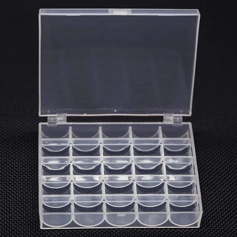 1pc Sewing Machine Bobbins Box, Empty Bobbin Storage Organizer, 25 Slots Transparent Plastic Storage Box For Home Sewing Acce