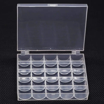 1pc Sewing Machine Bobbins Box, Empty Bobbin Storage Organizer, 25 Slots Transparent Plastic Storage Box For Home Sewing Acce