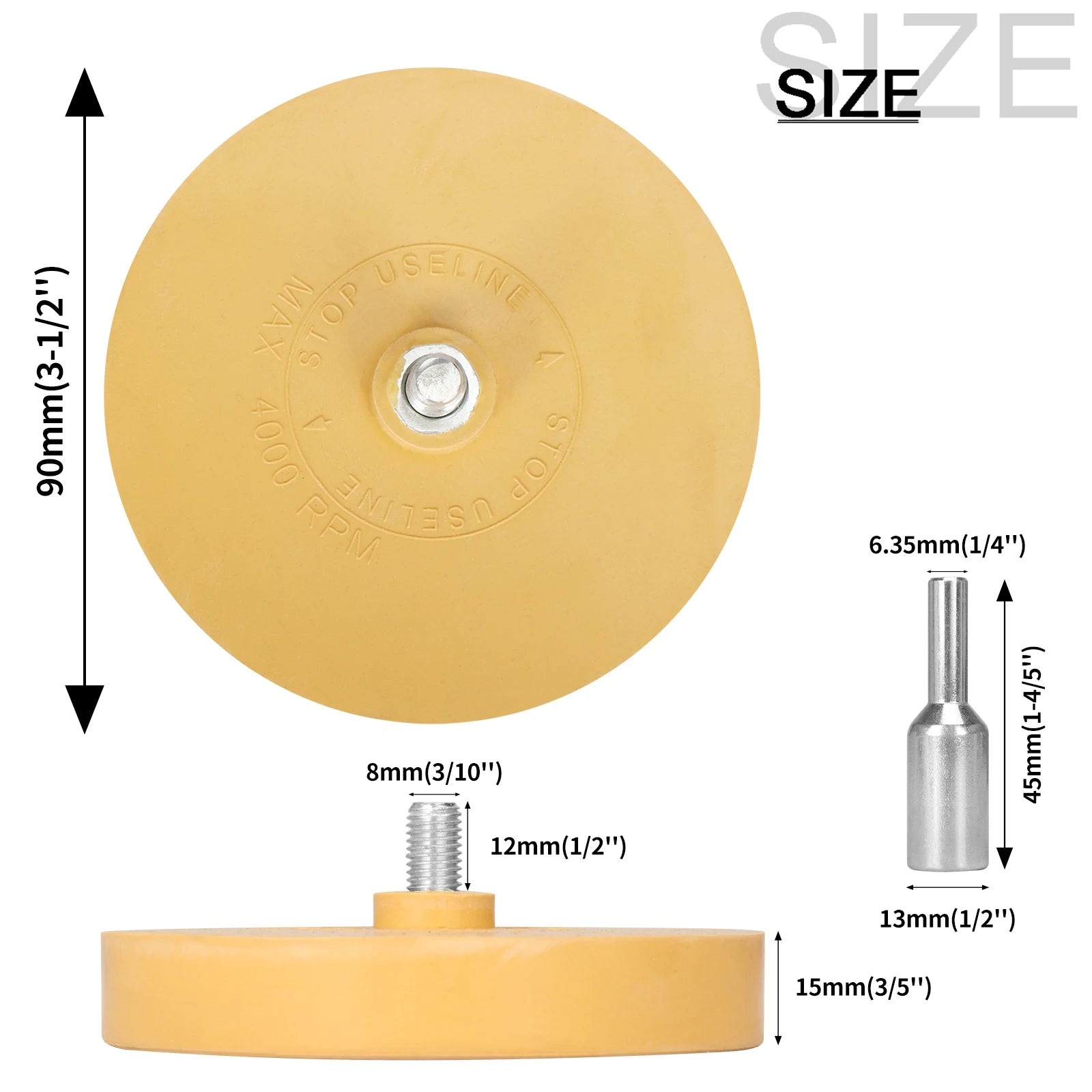 SIFANG Car Eraser Wheel Adhesive Remover Rubber Wheel, Smooth Power Drill Adapter, Paint Repair Rubber Vinyl Decals Removal T